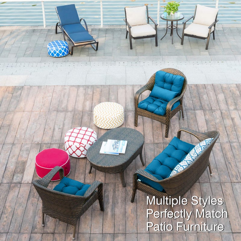 QILLOWAY Outdoor Seat/Back Chair Cushion Tufted Pillow, Spring/Summer Seasonal Replacement All Weather Cushions. (Peacock Blue) - Image 5